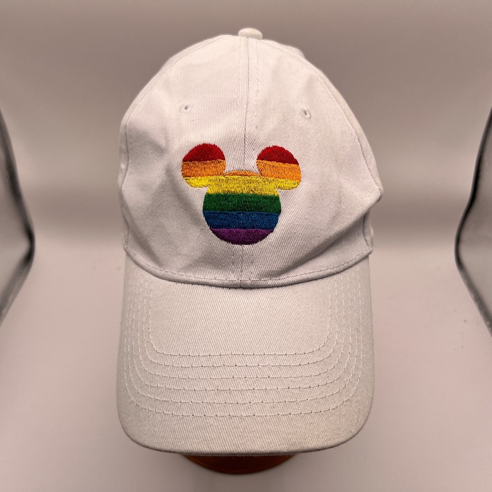 Disney Pride Collection Mickey Mouse Rainbow White Snapback Baseball Hat Cap